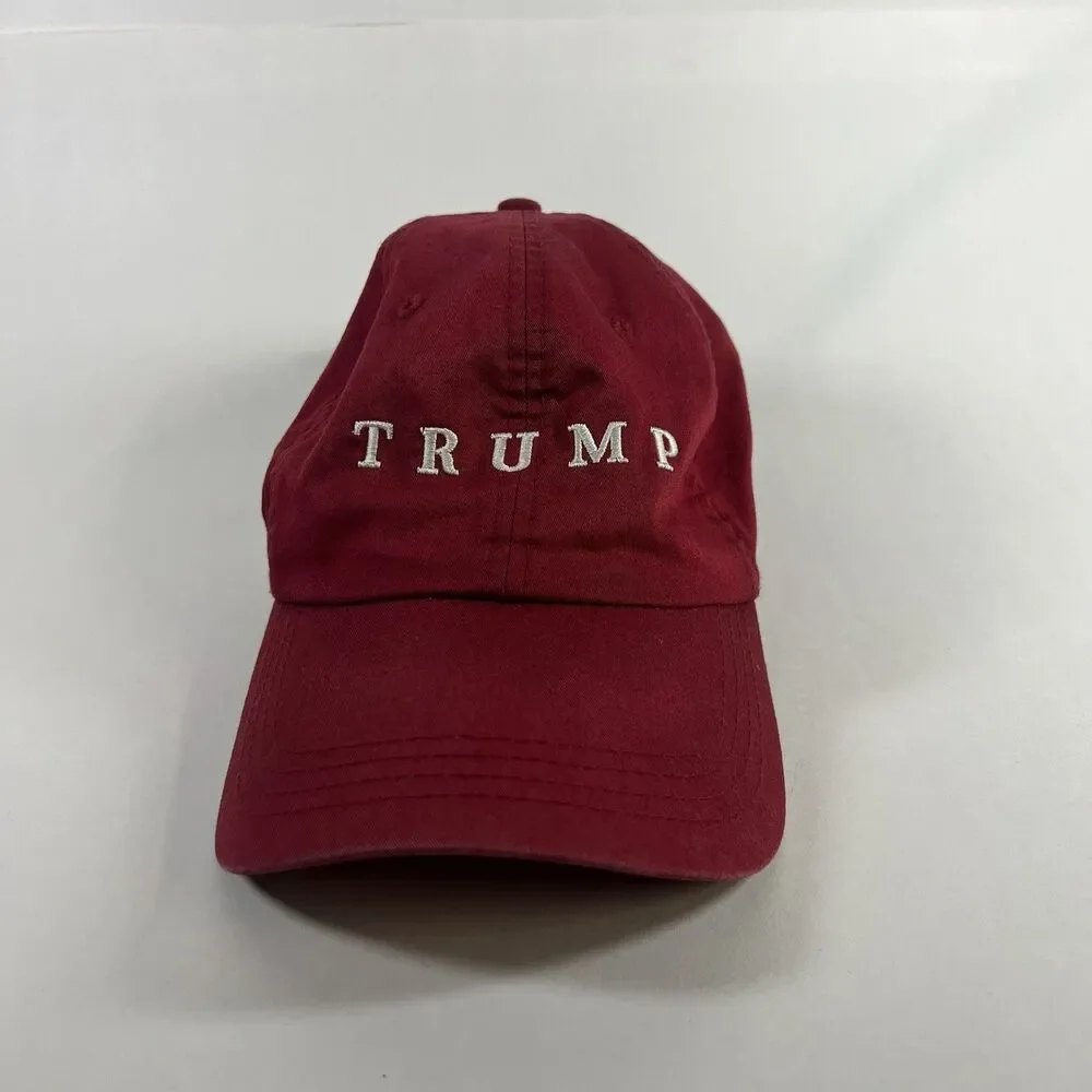 Trump Golf Hat Red Strapback Ahead Lightweight USA Flag Adjustable Cap Preowned
